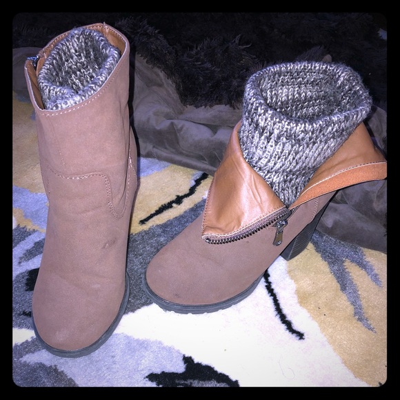 JustFab Shoes - JustFab 4” Heeled Brown Booties